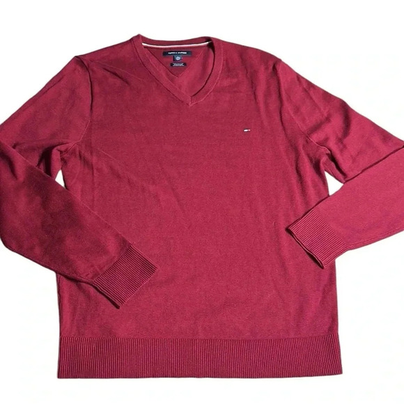 Tommy Hilfiger cashmere cotton blend  sweater,v neck,men size L, PTP 22”-25”. EC - Picture 8 of 12